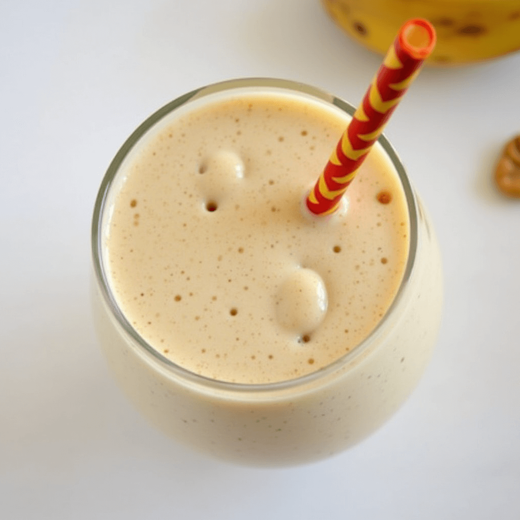 Creamy banana peanut butter smoothie — a protein-packed healthy breakfast option.