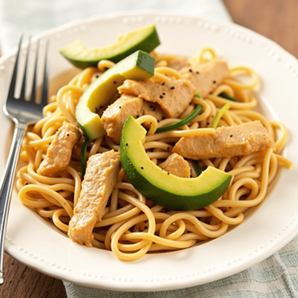 Easy chicken noodle stir-fry with green beans and carrots