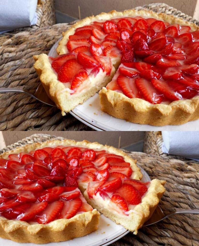 Fresh strawberry tart with glossy fruit topping