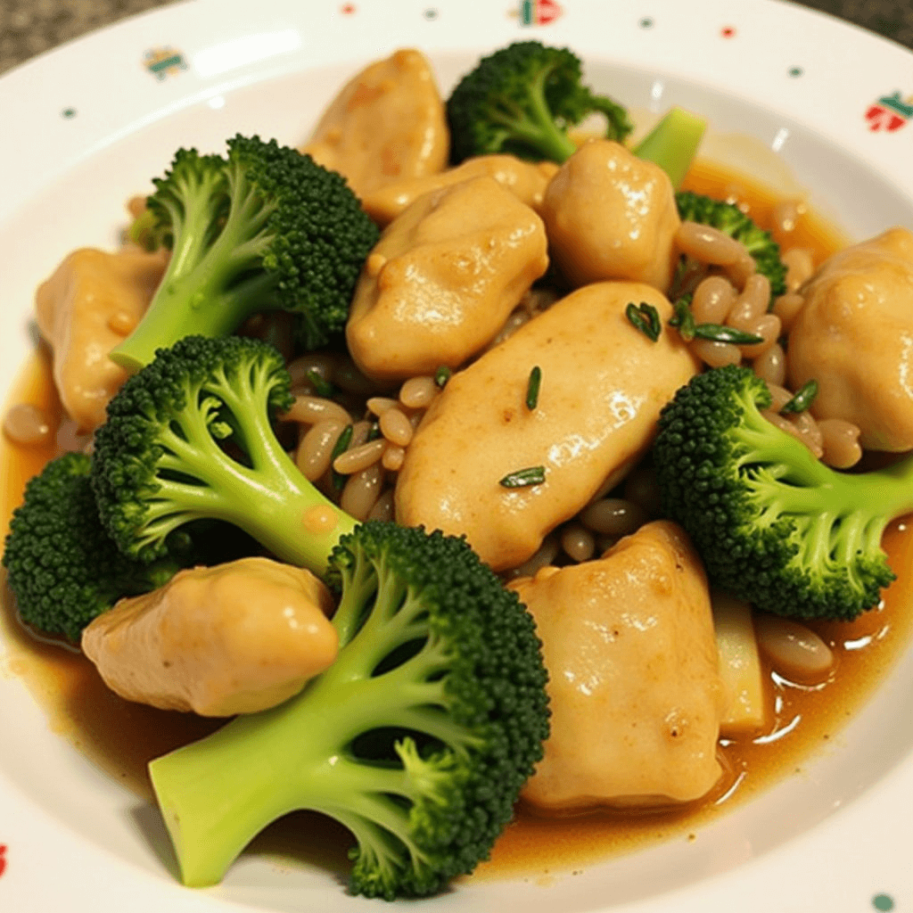 A healthy chicken stir-fry with fresh broccoli served as part of light dinner ideas