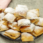 Plate of apple and chocolate puff pastry desserts