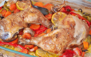 oven baked chicken and vegetables recipe with lemon