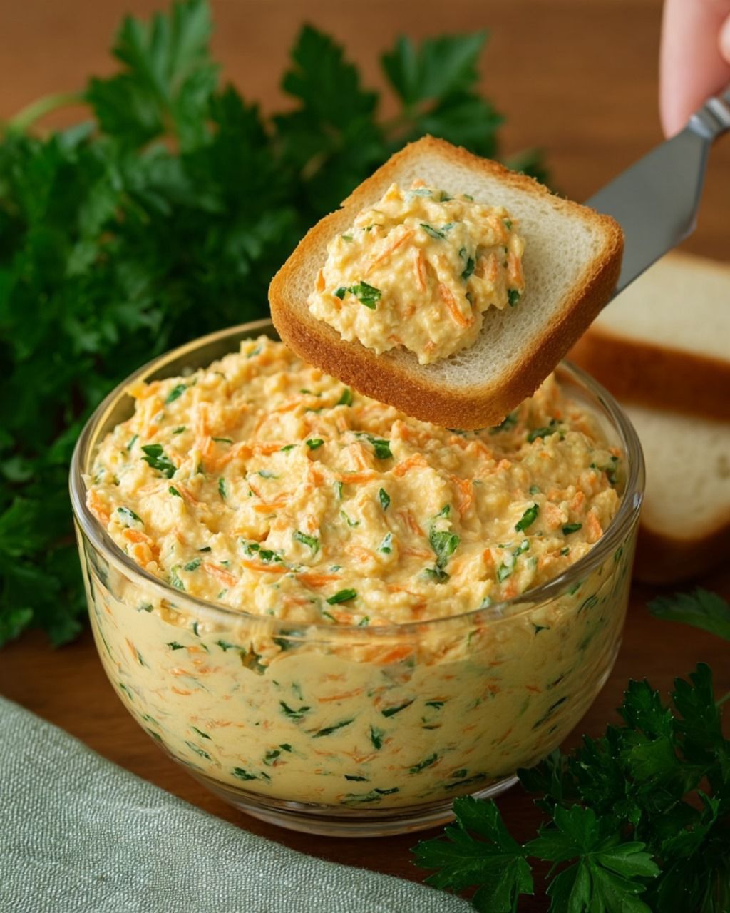 creamy chicken spread recipe served on toast