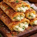 Mozzarella stuffed crepes baked with tomato sauce and parmesan