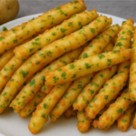 Crispy baked potato sticks with parmesan and parsley