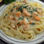 Creamy seafood tagliatelle recipe with shrimp and sauce