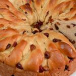 festive twisted bread with cranberries and raisins