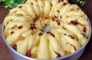 baking twisted bread in oven