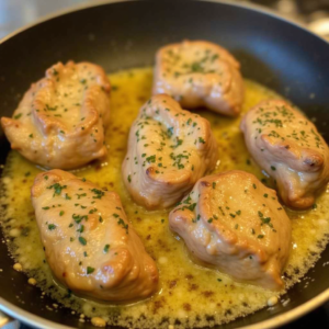 cooking garlic butter steak bites in skillet with garlic and butter