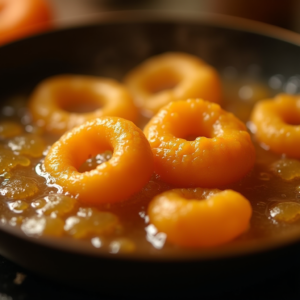 frying carnival orejas in hot oil golden bubbles