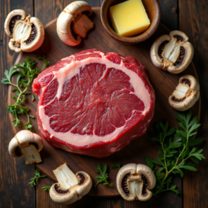 preparing steak mushrooms ingredients