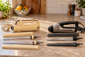 Vintage electric carving knife compared with a modern model