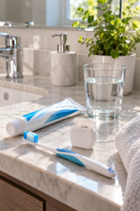 Safe daily oral care supplies for supporting a teeth whitening trick without harsh homemade ingredients.