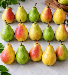 Pear counting puzzle challenge with multiple fresh pears