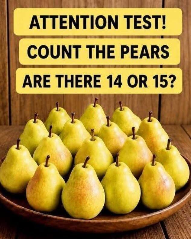 Pear counting puzzle with multiple pears testing observation skills