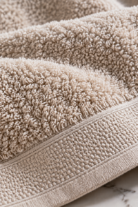 Close-up of lines on bath towels and the terry loops