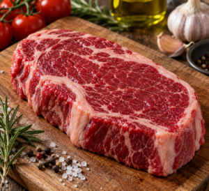 fresh beef steak showing natural red color from myoglobin
