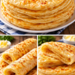 flaky homemade flatbread with soft golden layers served on a plate