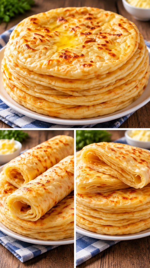 flaky homemade flatbread with soft golden layers served on a plate