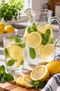 Unsweetened lemon water and blood sugar conscious drink option
