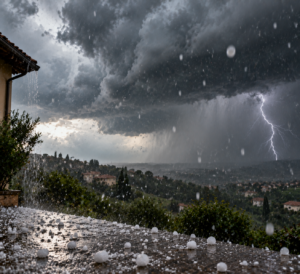 hail storm forming with severe weather clouds