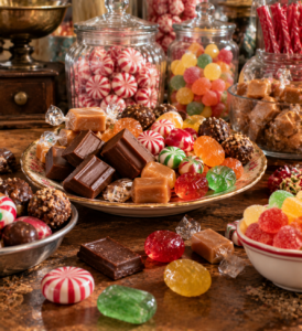 old fashioned candy collection with classic retro sweets