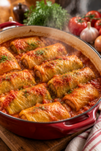 cooking stuffed cabbage rolls recipe in tomato sauce