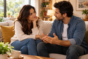 Couple communicating respectfully about intimacy and emotional needs