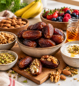 dates health benefits with nutritious snack ingredients