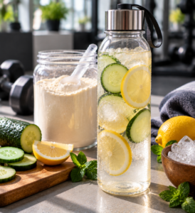 high protein clear drink served as a refreshing fitness beverage