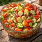 marinated cucumber salad with fresh cucumbers tomatoes onions and herbs