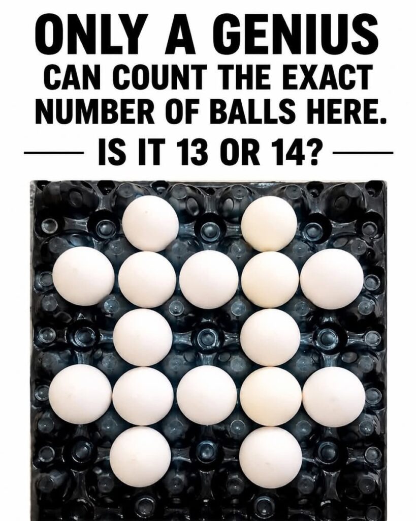 How Many Balls Are in the Picture visual puzzle showing white balls arranged in five rows