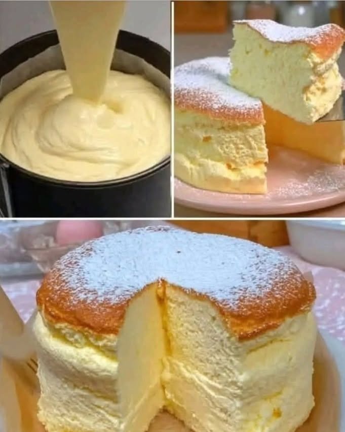 Cloud Cake Recipe slice with fluffy airy interior