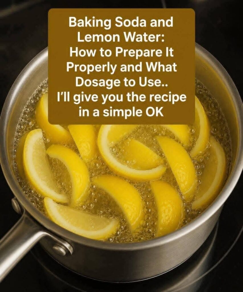 baking soda and lemon water drink with fresh lemon slices