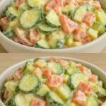 Creamy Cucumber Carrot Salad with crisp vegetables and yogurt dressing