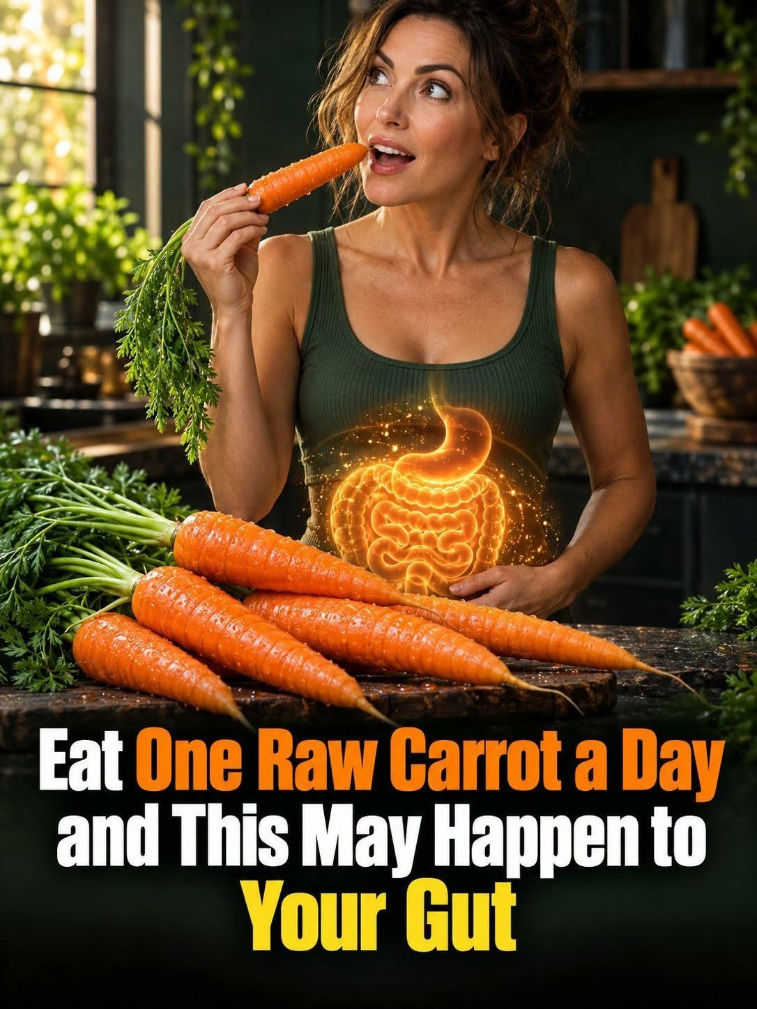 Woman eating a fresh carrot illustrating the Benefits of Eating Raw Carrots as part of a balanced diet
