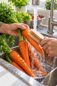 Raw carrot snack with hummus showing practical Benefits of Eating Raw Carrots