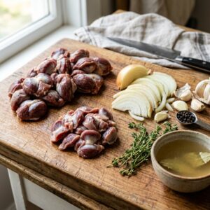 Are Chicken Gizzards Healthy with fresh chicken gizzards prepared for cooking