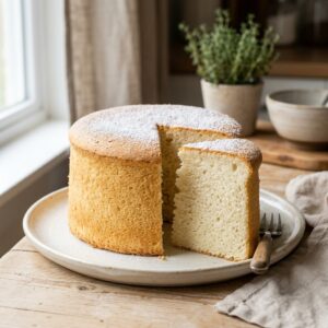 Cloud Cake Recipe baked until tall, golden, and fluffy