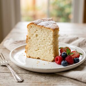 Cloud Cake Recipe slice with fluffy airy interior