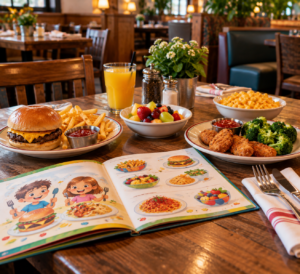 restaurant kids menu with smaller meal portions