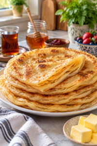 flaky homemade flatbread served fresh on a plate