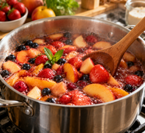 homemade fruit dessert recipe cooking stage
