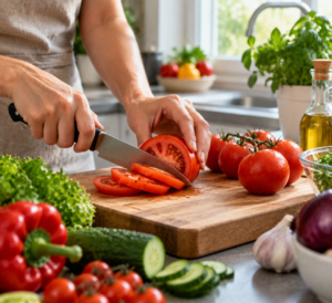 preparing fresh tomatoes for healthy meals