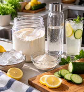 ingredients prepared for a high protein clear drink recipe
