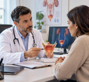 doctor discussing night urination frequency and bladder health