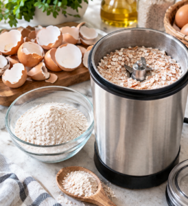 making eggshell powder from dried eggshells