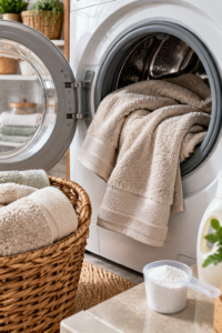 Washing lines on bath towels without overcrowding the machine