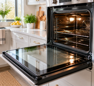 Clean oven glass door after proper cleaning