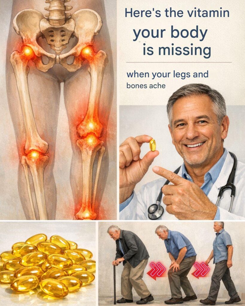 Illustration about Vitamin D Deficiency and Bone Pain showing painful joints and vitamin capsules